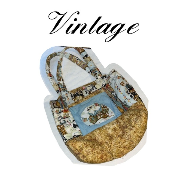Hand Crafted Handbags - Vintage purse • Cat lovers handmade purse • cat bag • lots of pockets • kittens